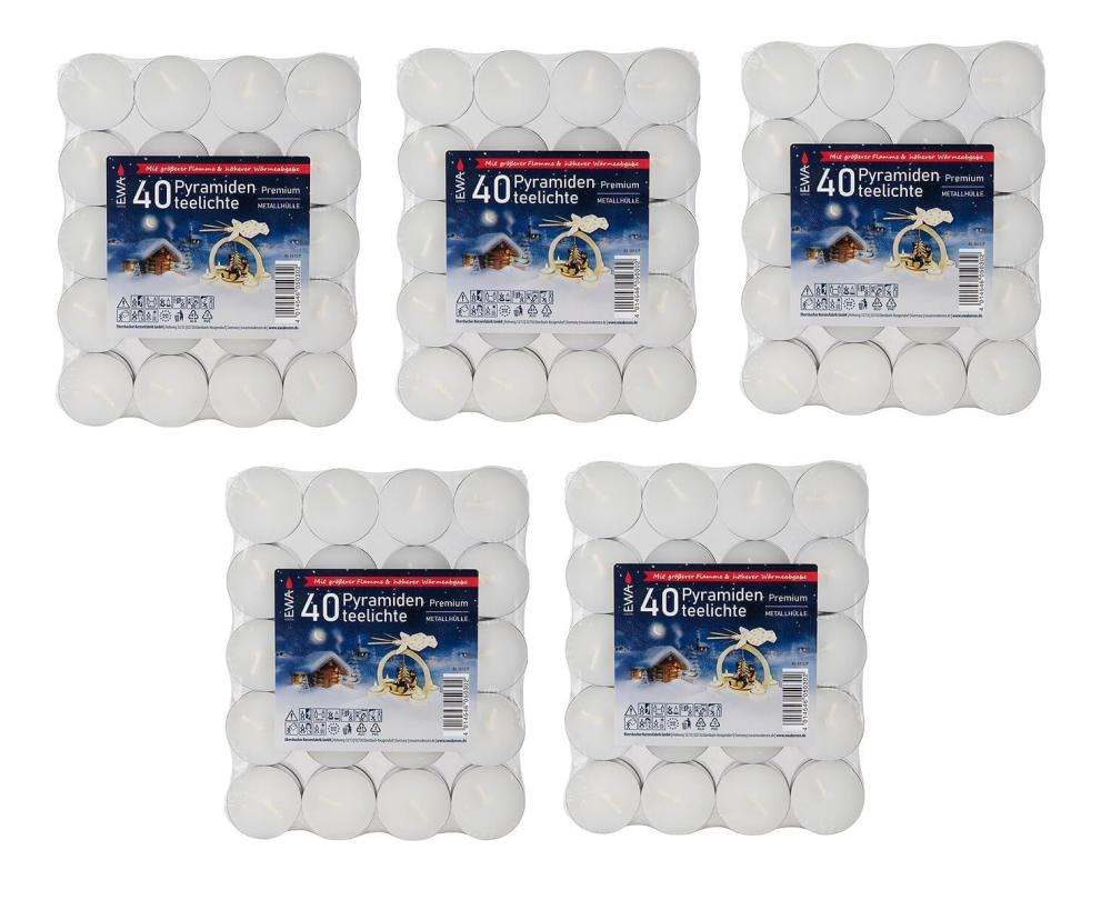 Pyramidenteelichter Premium (5 Pa. à 40 Stück)